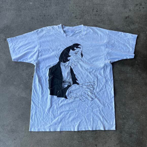 VINTAGE 90S FREDERIC CHOPIN CARICATURE SHIRT PIANIST CLASSICAL MUSIC SHIRT XL - Picture 1 of 6